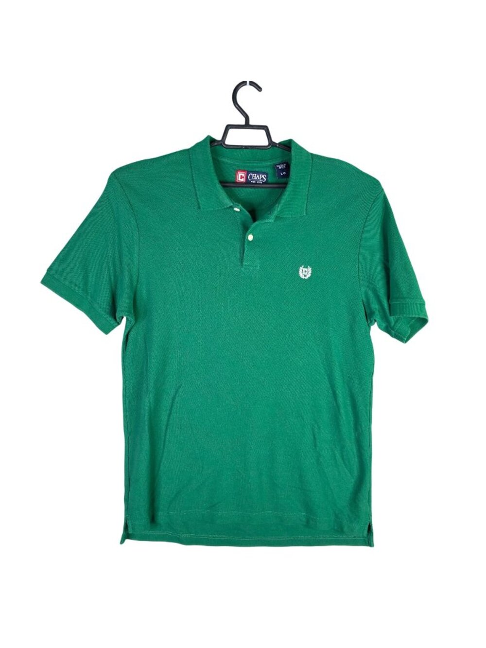 Mens Chaps Green Polo Shirt Short Sleeve 100% Cotton Size L